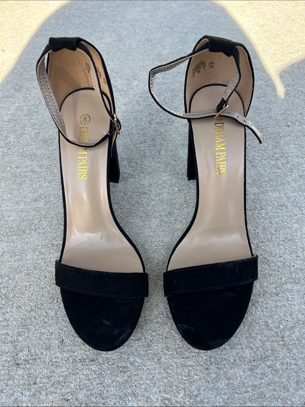 Dream Pairs Black Suede Ankle-Strap Block Heels